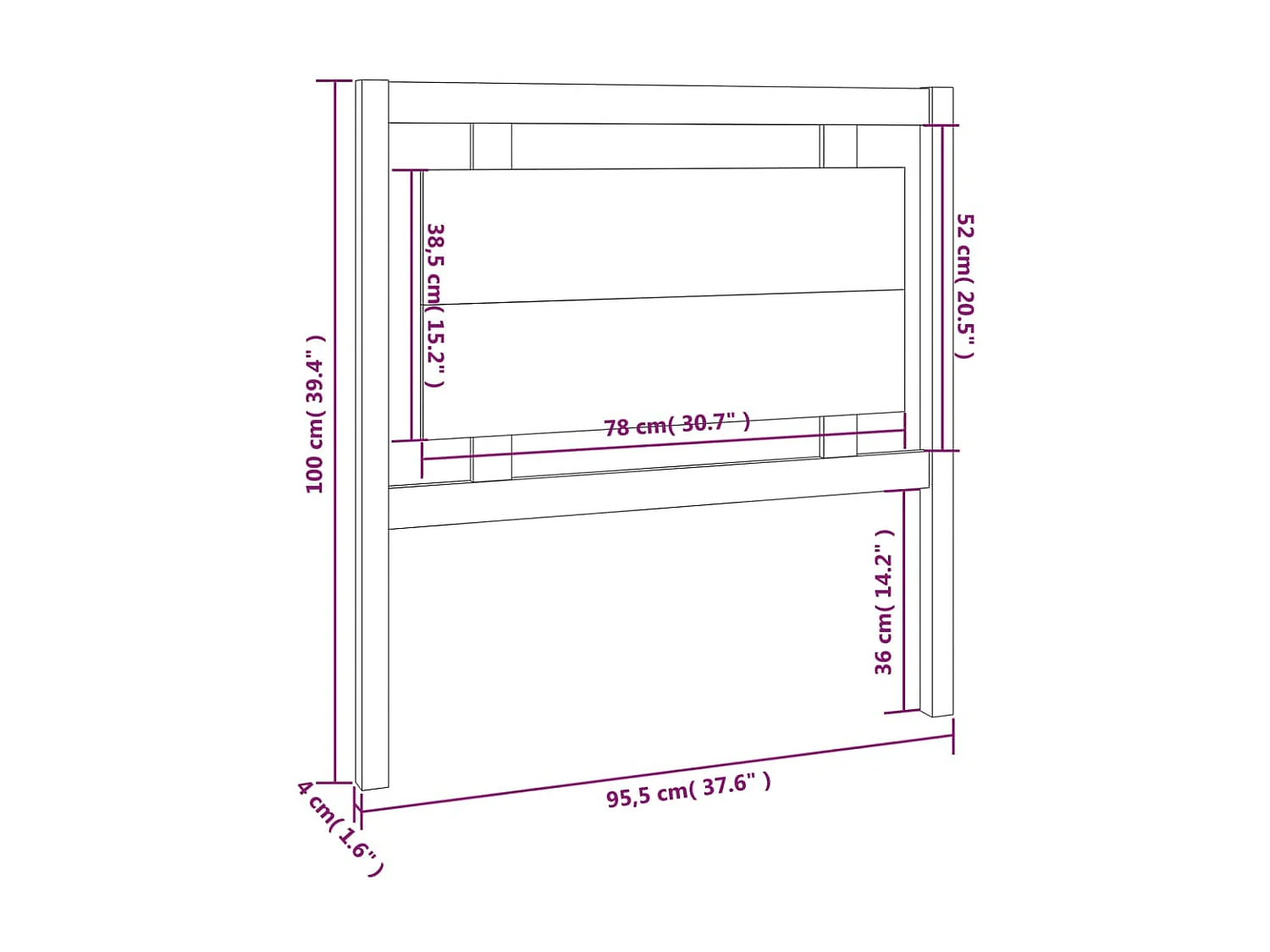 Tête de lit Noir 95,5x4x100 cm Bois massif de pin