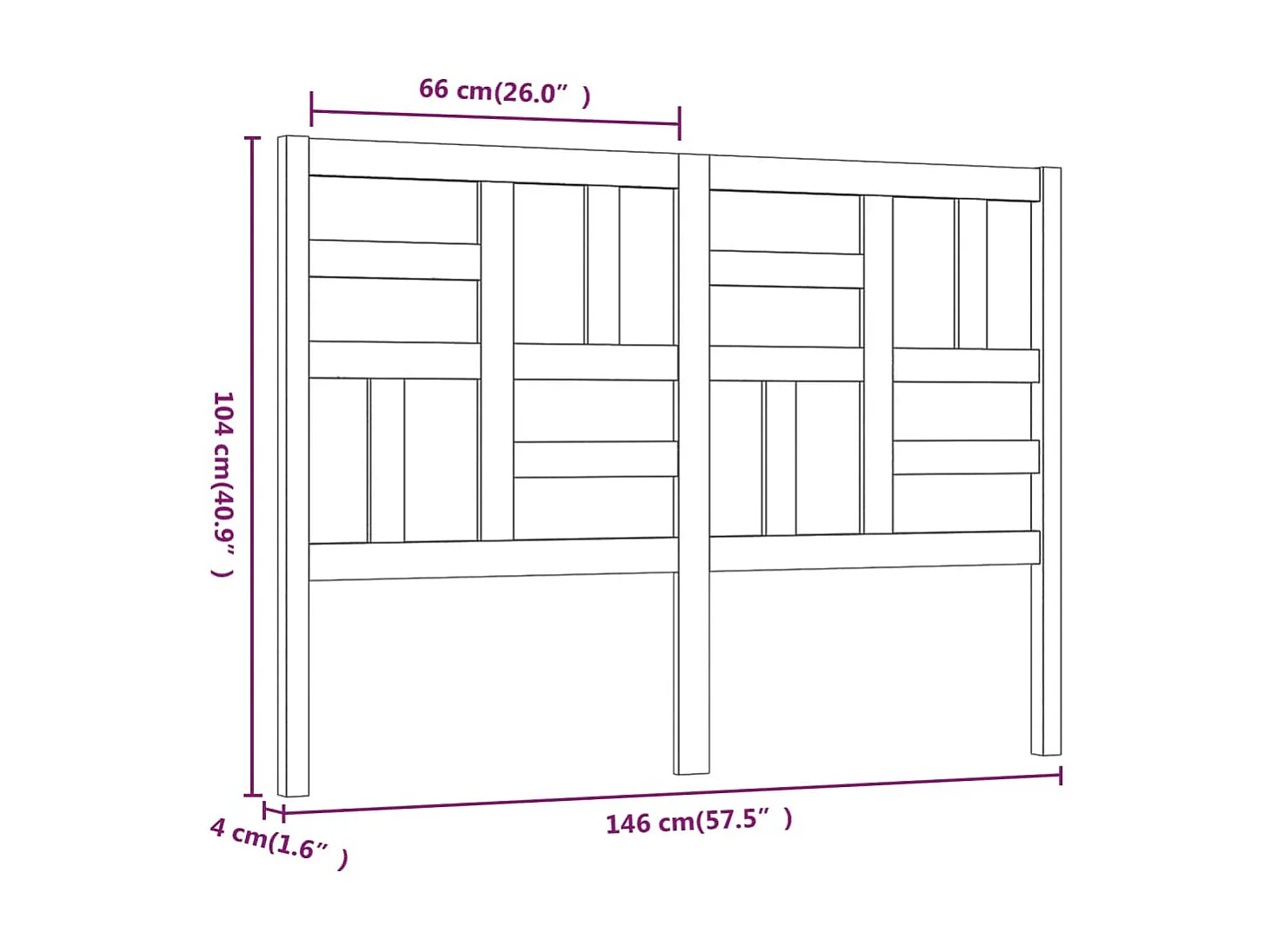 Testiera bianca 146x4x104 cm Legno di pino massiccio