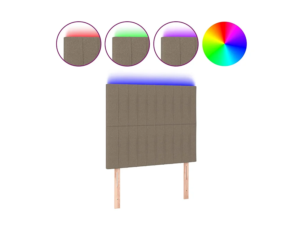 Tête de lit à LED Taupe 80x5x118/128 cm Tissu