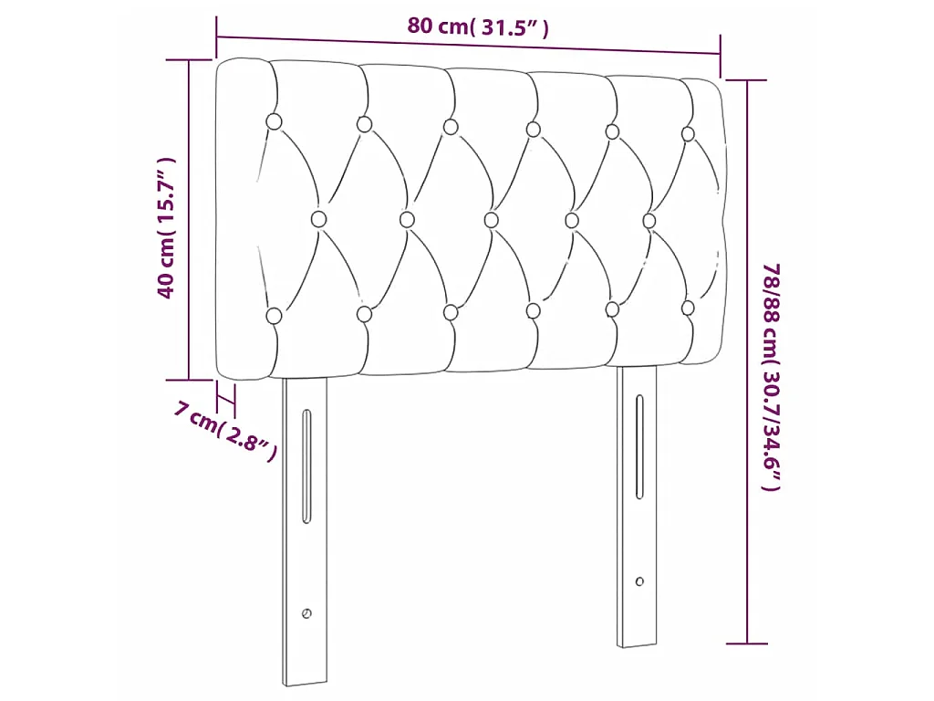Tête de lit Noir 80x7x78/88 cm Tissu