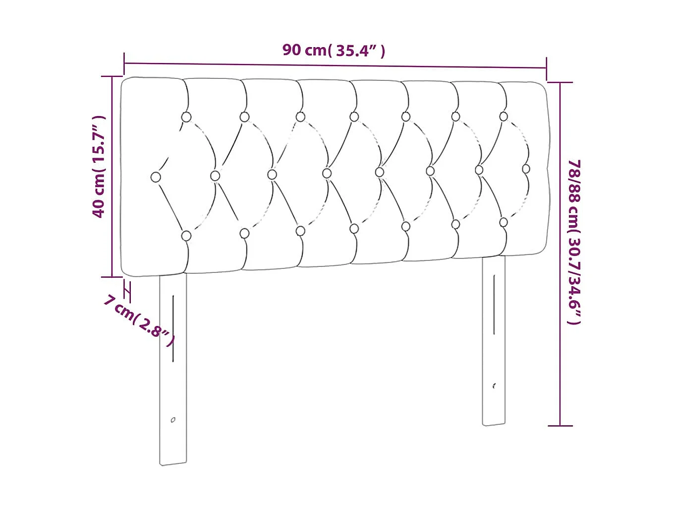 Tête de lit Crème 90x7x78/88 cm Tissu