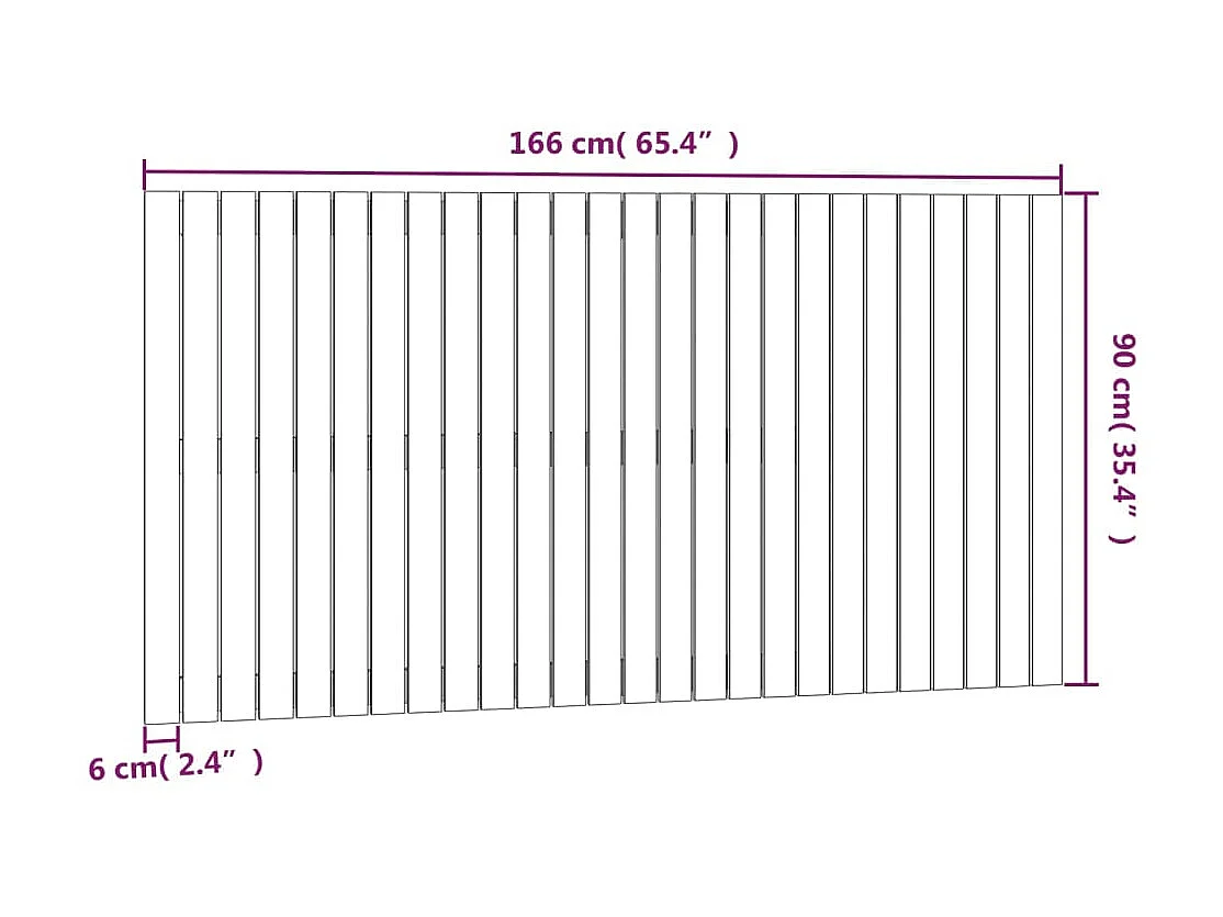 Tête de lit murale Blanc 166x3x90 cm Bois massif de pin