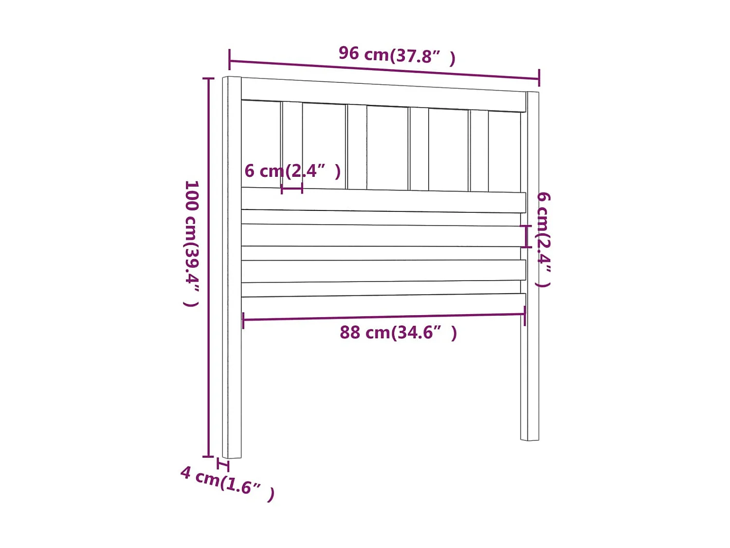 Hoofdbord 96x4x100 cm Massief grenenhout