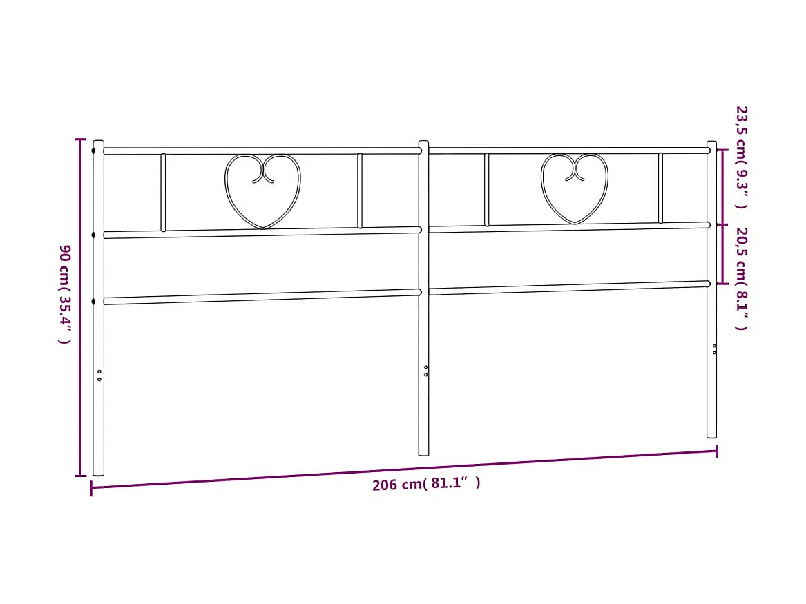 Tête de lit métal blanc 200 cm