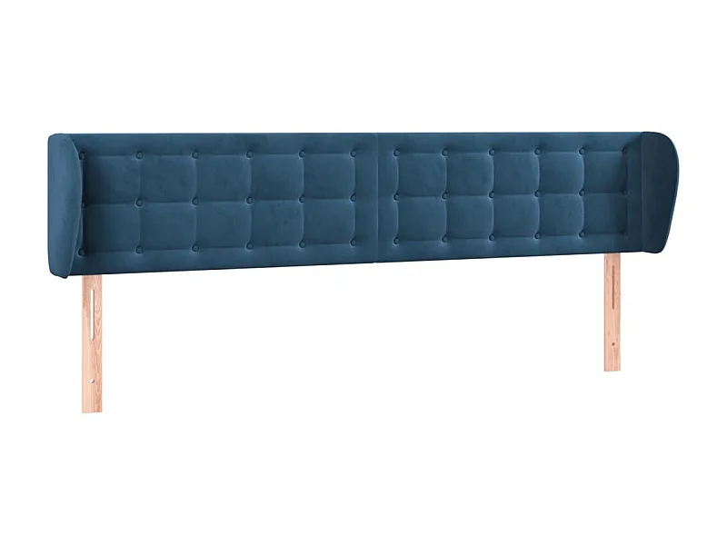 Tête de lit avec oreilles Bleu foncé 203x23x78/88 cm Velours