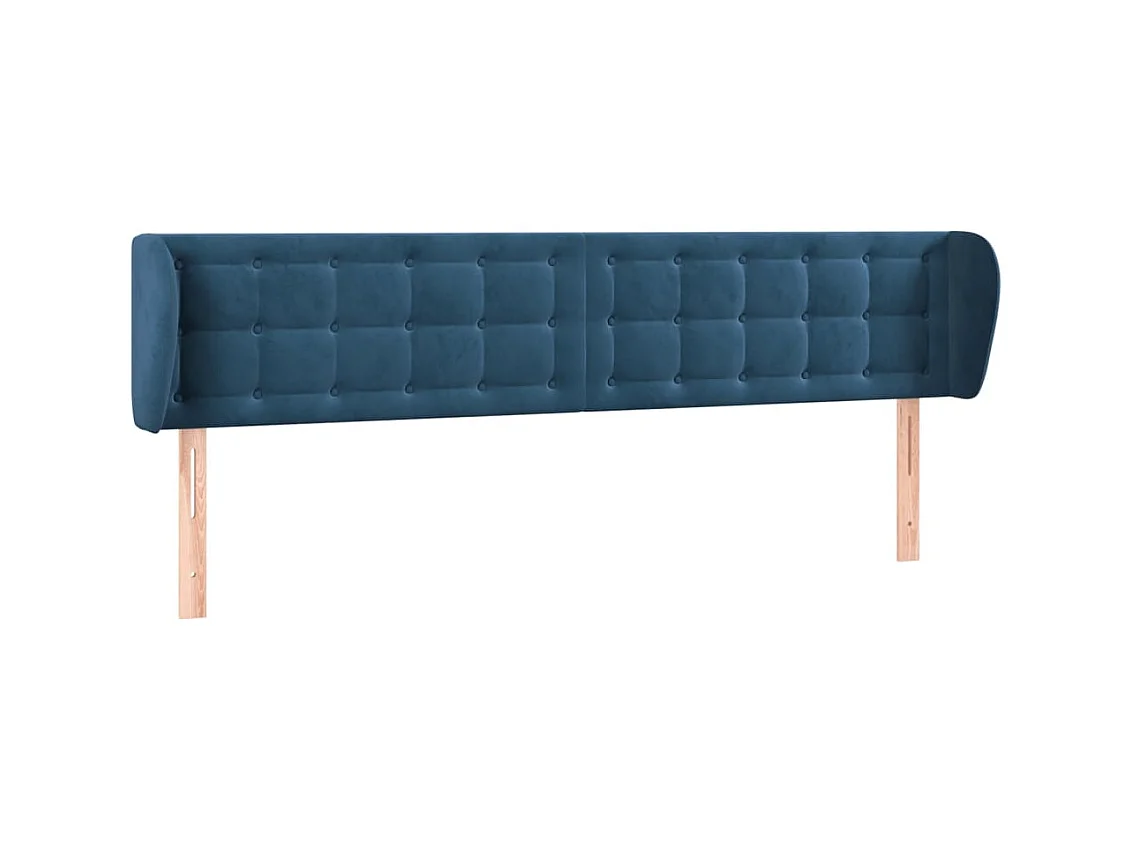 Tête de lit avec oreilles Bleu foncé 203x23x78/88 cm Velours