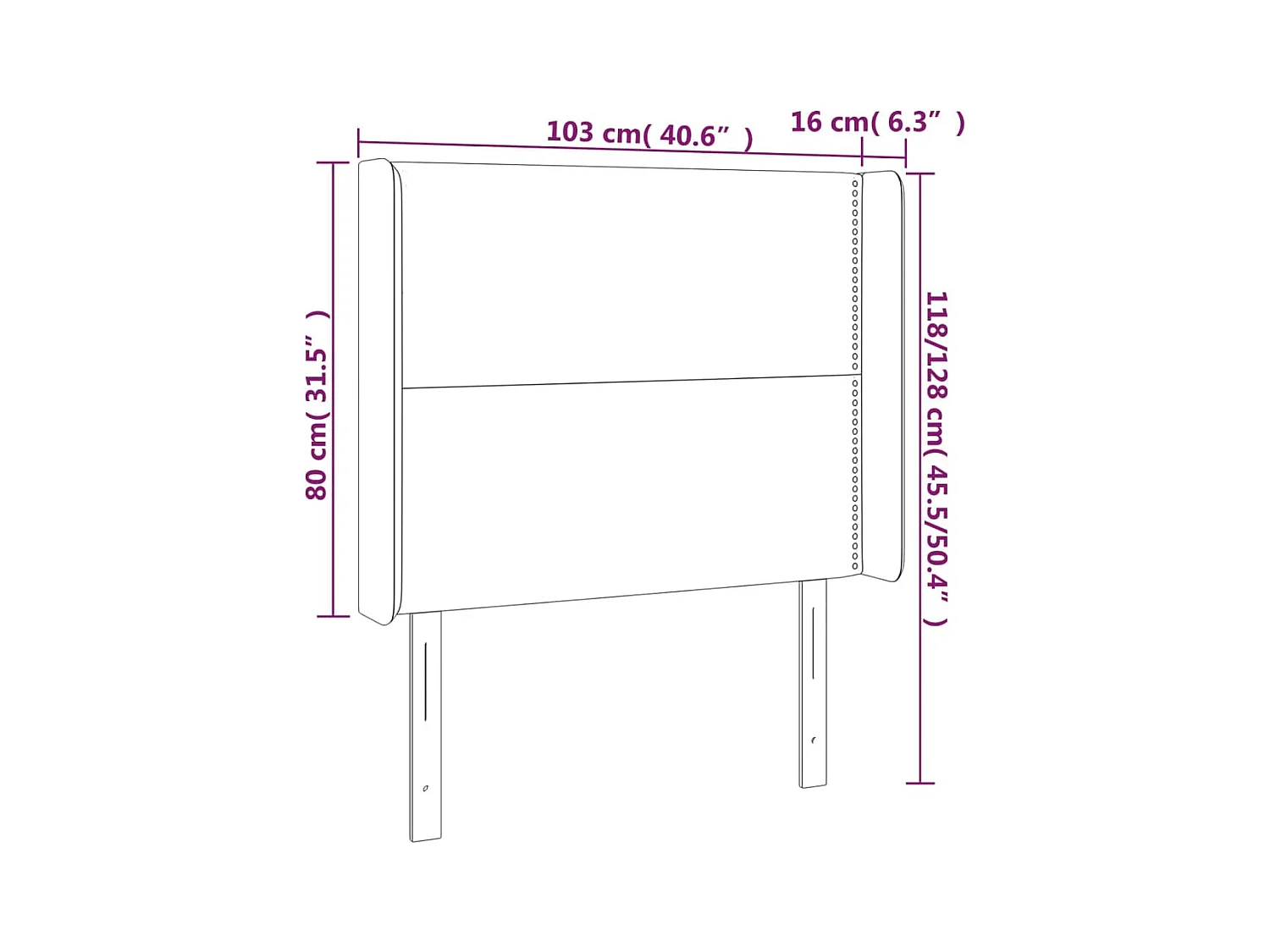 Tête de lit avec oreilles Bleu 103x16x118/128 cm Tissu