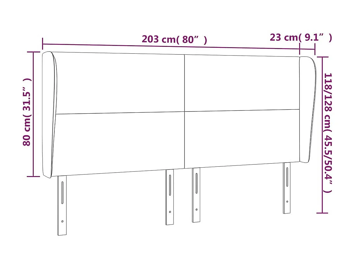 Tête de lit avec oreilles Blanc 203x23x118/128 cm Similicuir