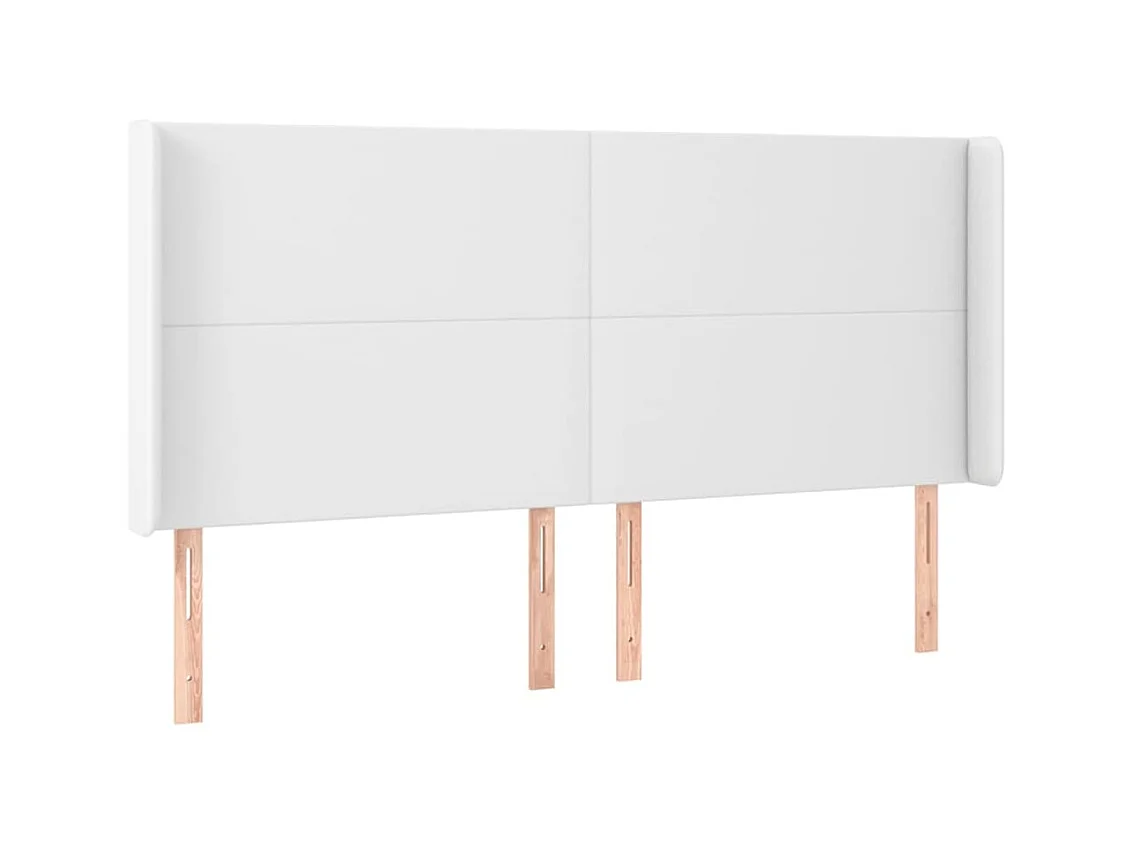 Tête de lit avec oreilles Blanc 203x23x118/128 cm Similicuir