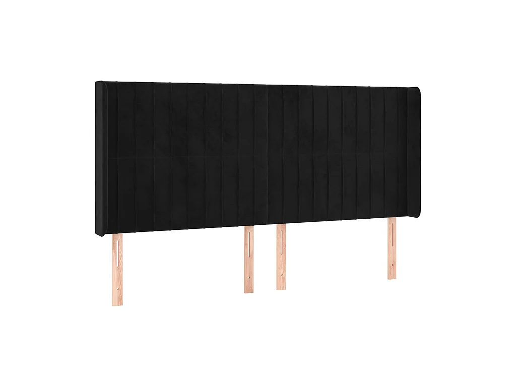 Tête de lit avec oreilles Noir 163x16x118/128 cm Velours