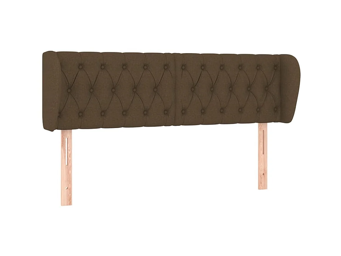 Tête de lit avec oreilles Marron foncé 147x23x78/88 cm Tissu