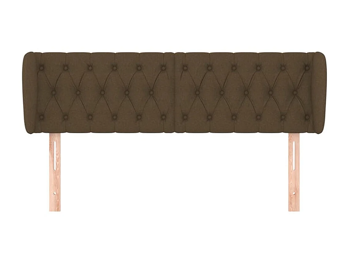 Tête de lit avec oreilles Marron foncé 147x23x78/88 cm Tissu