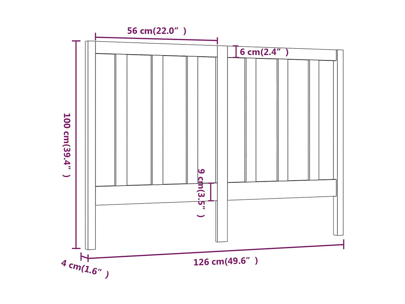 Tête de lit 126x4x100 cm Bois massif de pin