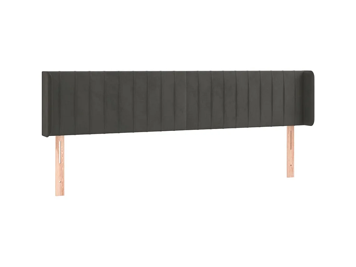 Tête de lit avec oreilles Gris foncé 203x16x78/88 cm Velours