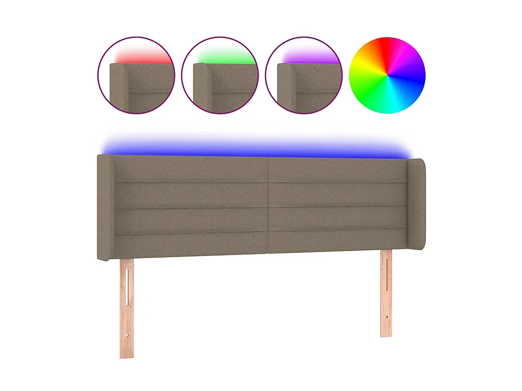 LED-Kopfteil Taupe 147x16x78/88 cm Stoff
