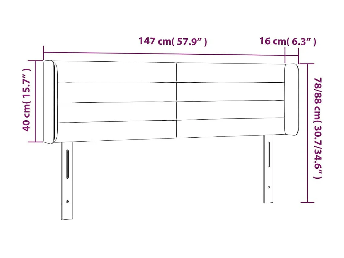 LED-Kopfteil Taupe 147x16x78/88 cm Stoff