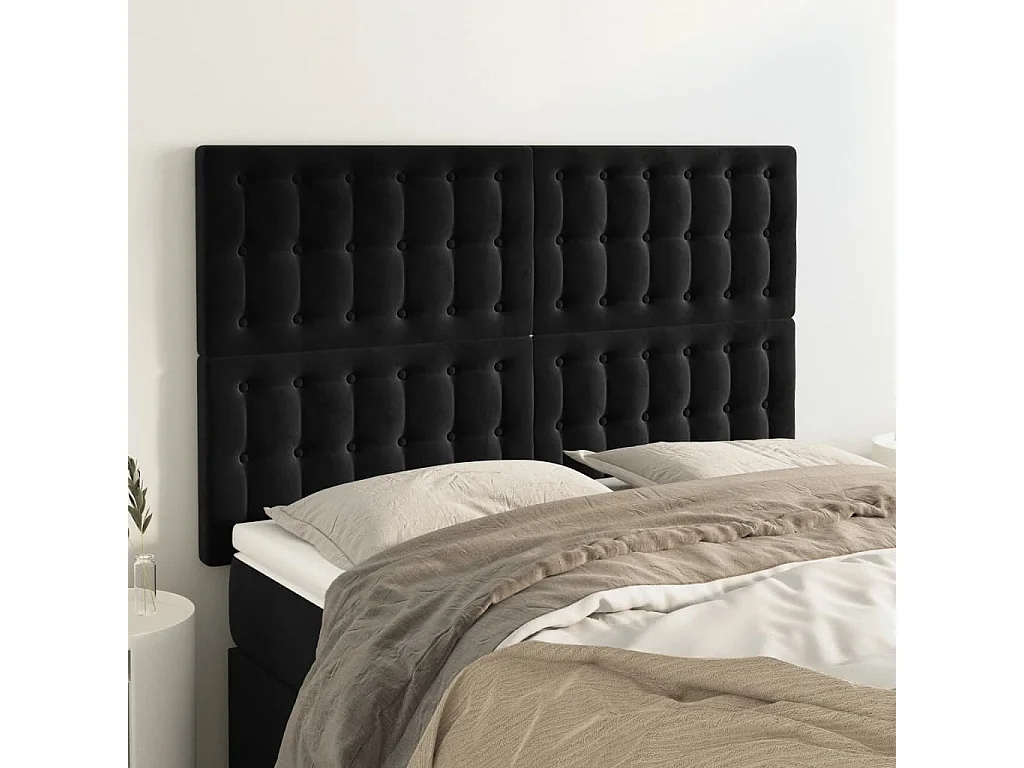 Testiere 4 pz Nero 72x5x78/88 cm Velluto