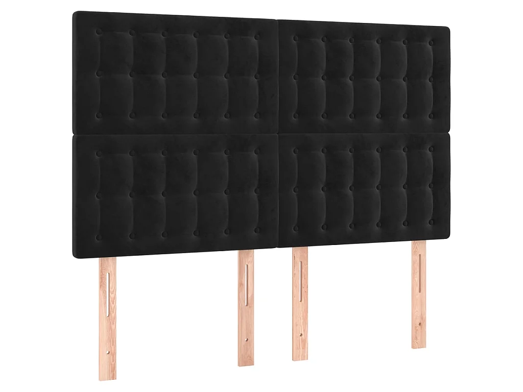 Têtes de lit 4 pcs Noir 72x5x78/88 cm Velours