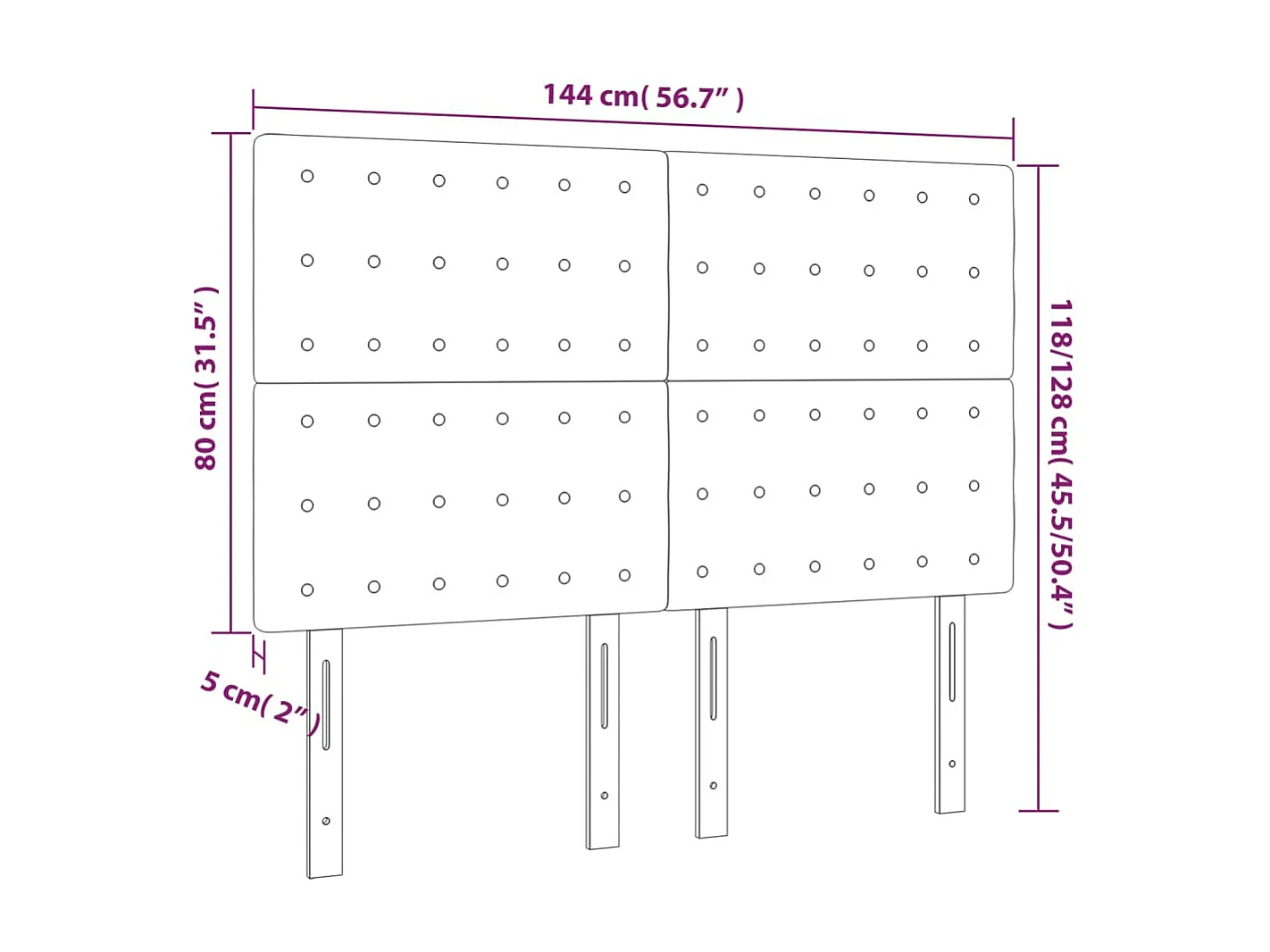 Têtes de lit 4 pcs Noir 72x5x78/88 cm Velours