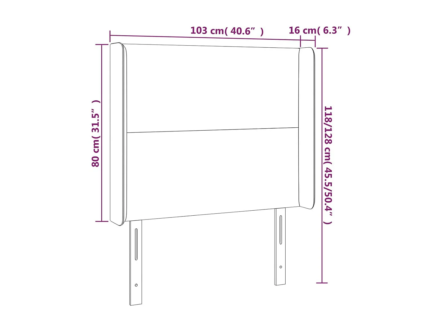 Tête de lit avec oreilles Blanc 103x16x118/128 cm Similicuir