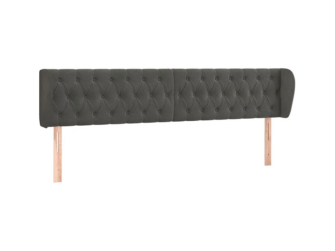 Tête de lit avec oreilles Gris foncé 183x23x78/88 cm Velours