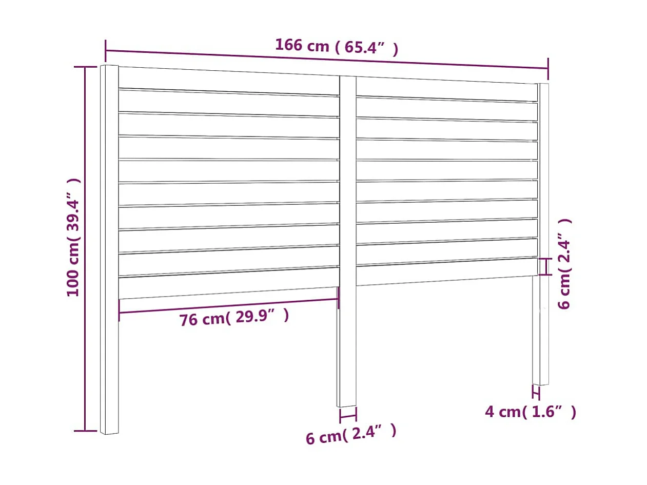 Tête de lit Blanc 166x4x100 cm Bois massif de pin