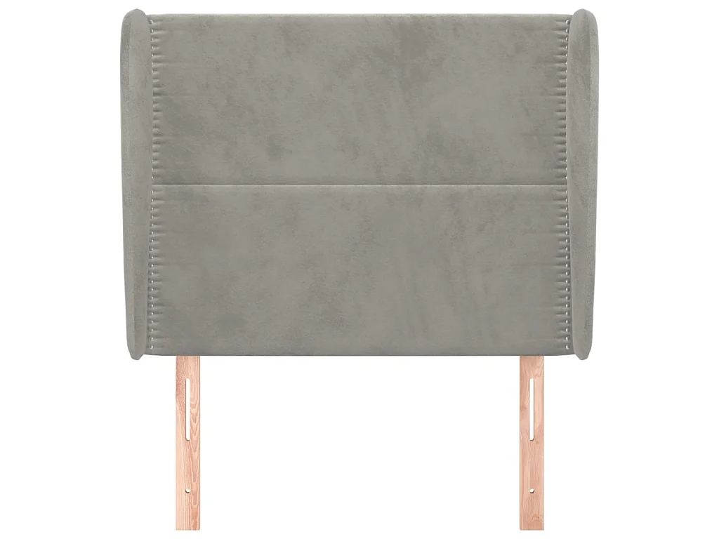 Tête de lit avec oreilles Gris clair 103x23x118/128 cm Velours