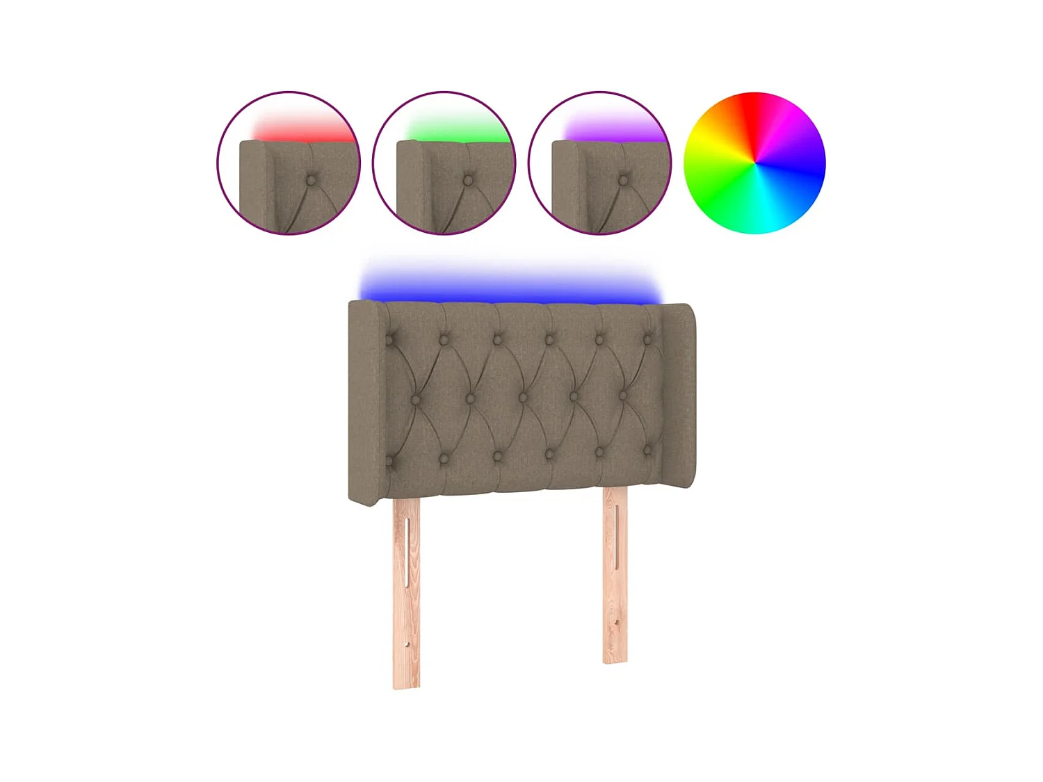 LED-Kopfteil Taupe 83x16x78/88 cm Stoff