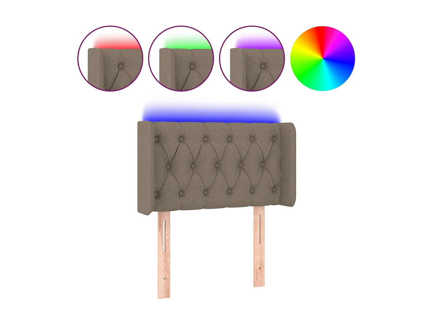 Cabecero LED Taupe 83x16x78/88 cm Tela