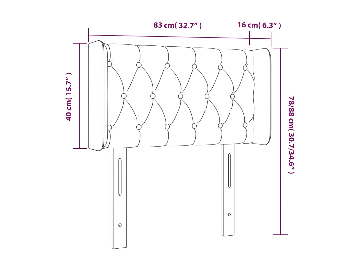Cabecero LED Taupe 83x16x78/88 cm Tela