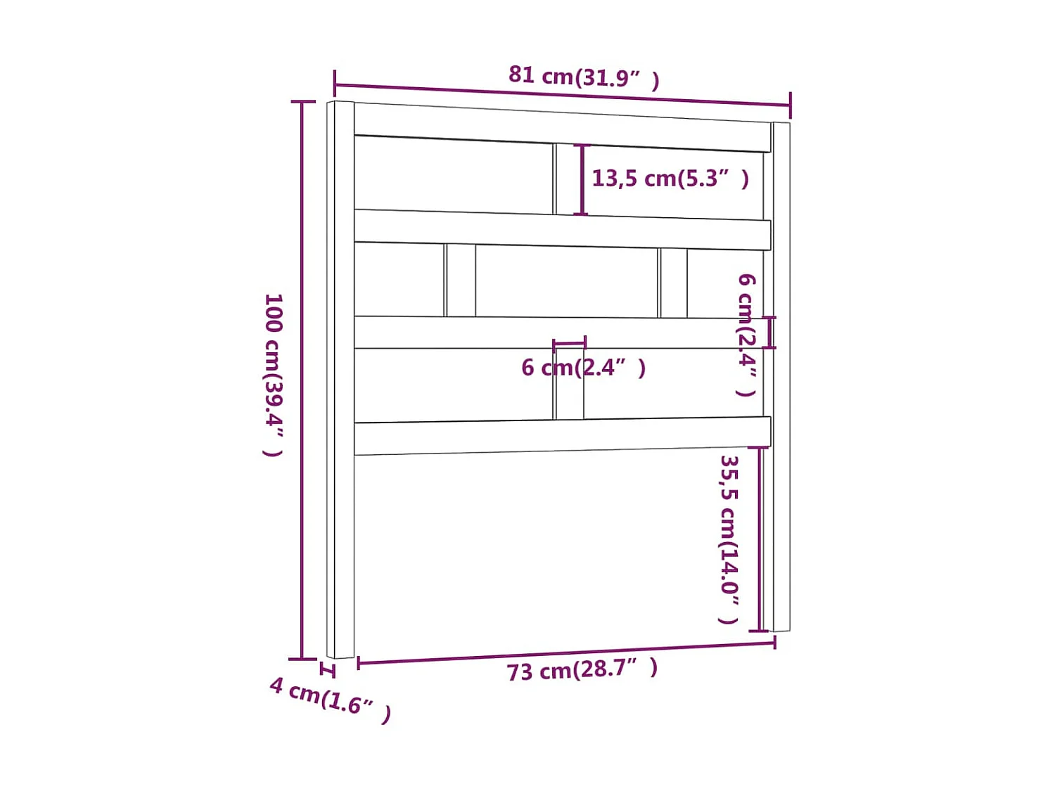 Tête de lit Gris 81x4x100 cm Bois massif de pin