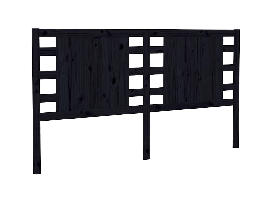 Tête de lit Noir 146x4x100 cm Bois massif de pin