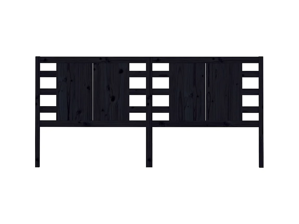 Tête de lit Noir 146x4x100 cm Bois massif de pin