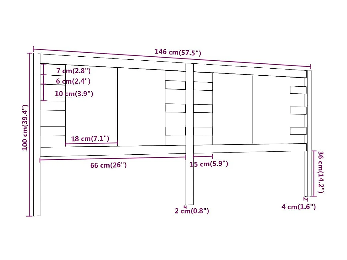 Testiera Nera 146x4x100 cm Legno di pino massiccio