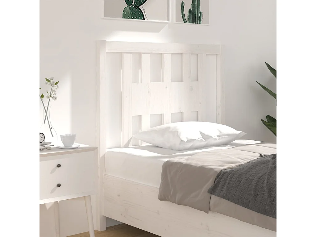 Tête de lit Blanc 96x4x100 cm Bois massif de pin