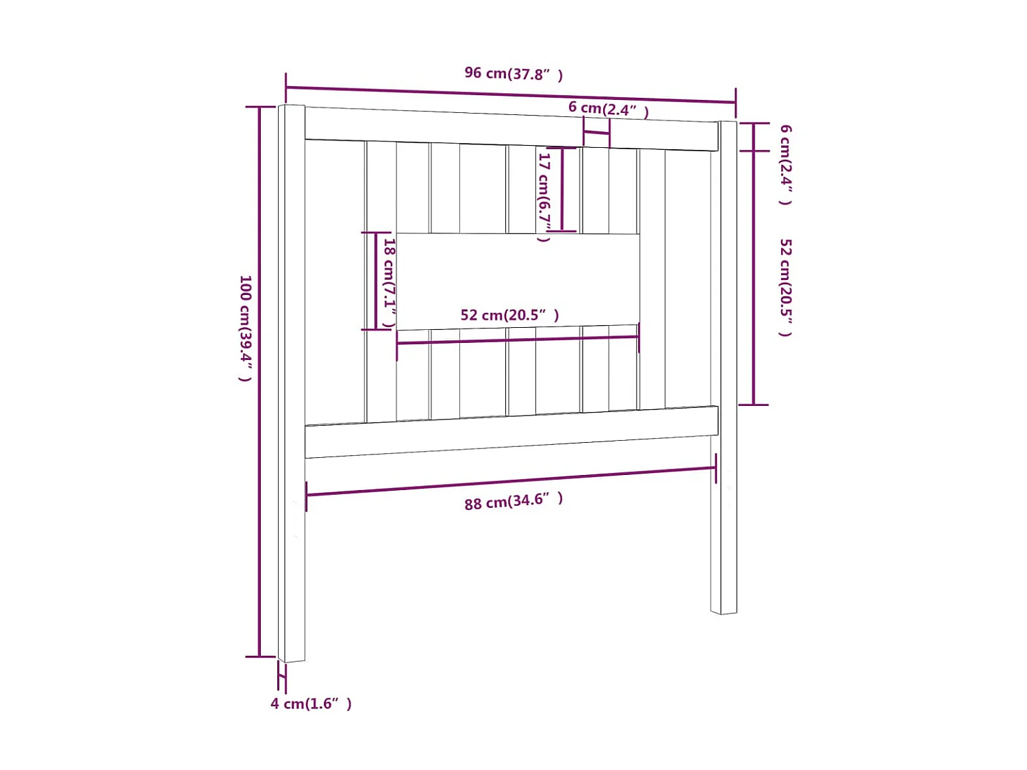 Tête de lit Blanc 96x4x100 cm Bois massif de pin
