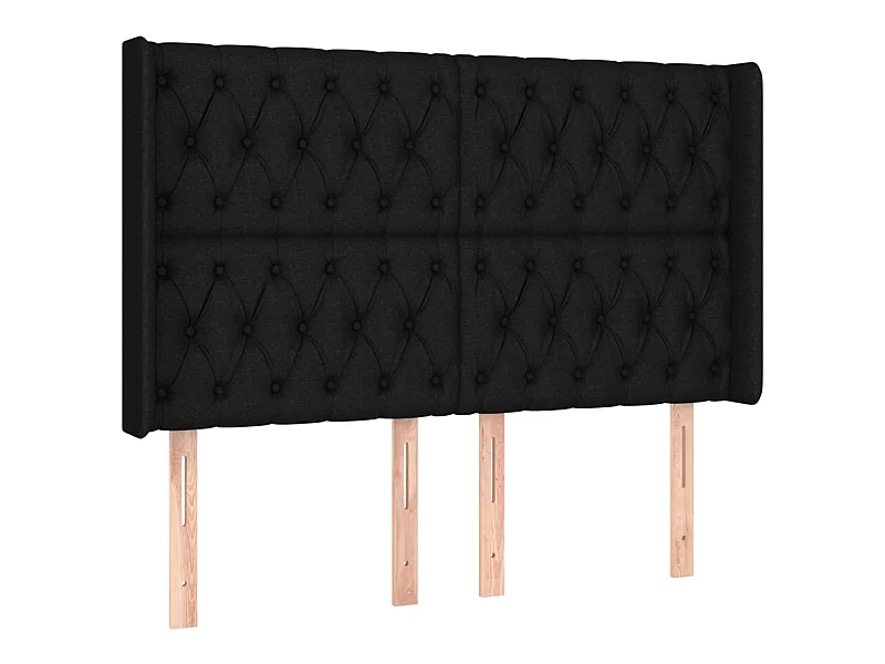 Kopfteil mit Ohren Schwarz 163x16x118/128 cm Stoff