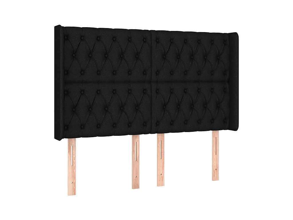Tête de lit avec oreilles Noir 163x16x118/128 cm Tissu