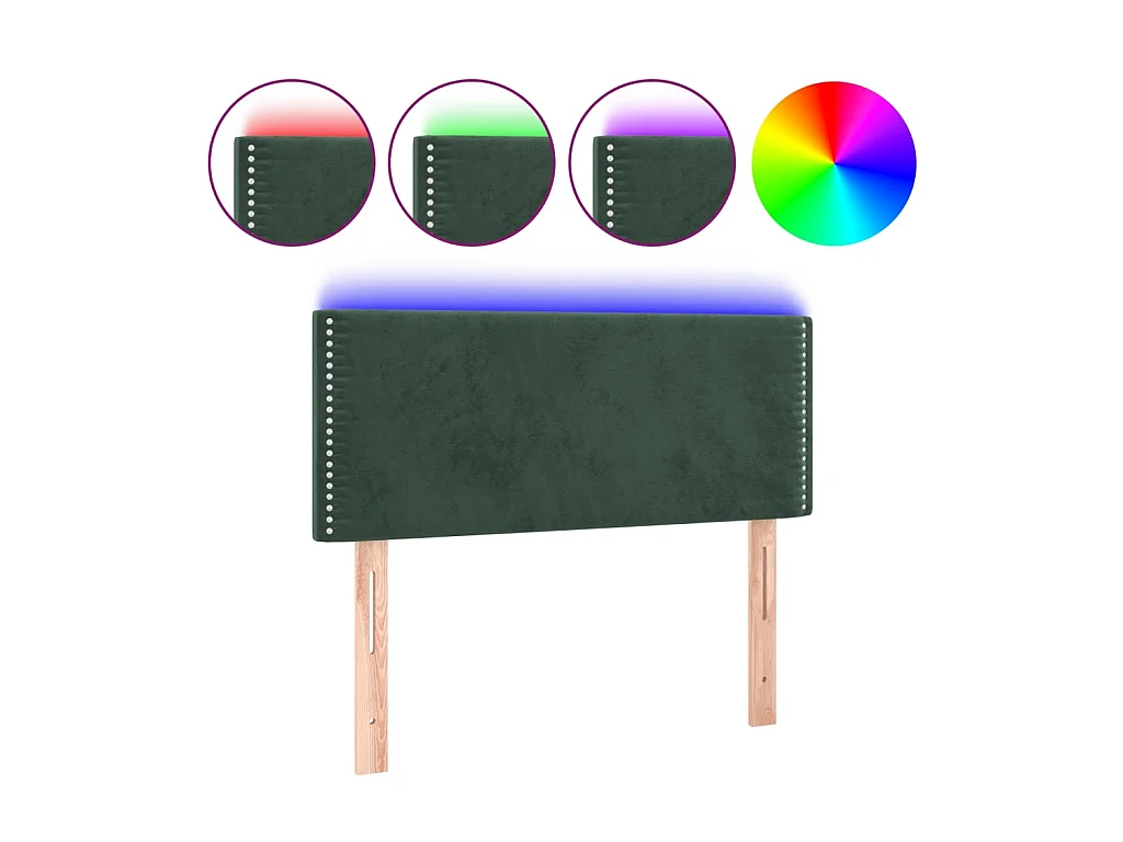 Tête de lit à LED Vert foncé 100x5x78/88 cm Velours