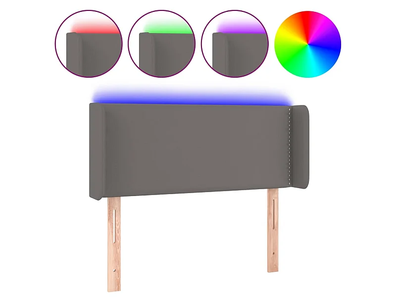 Cabeceira LED cinza 93x16x78/88 cm Couro sintético