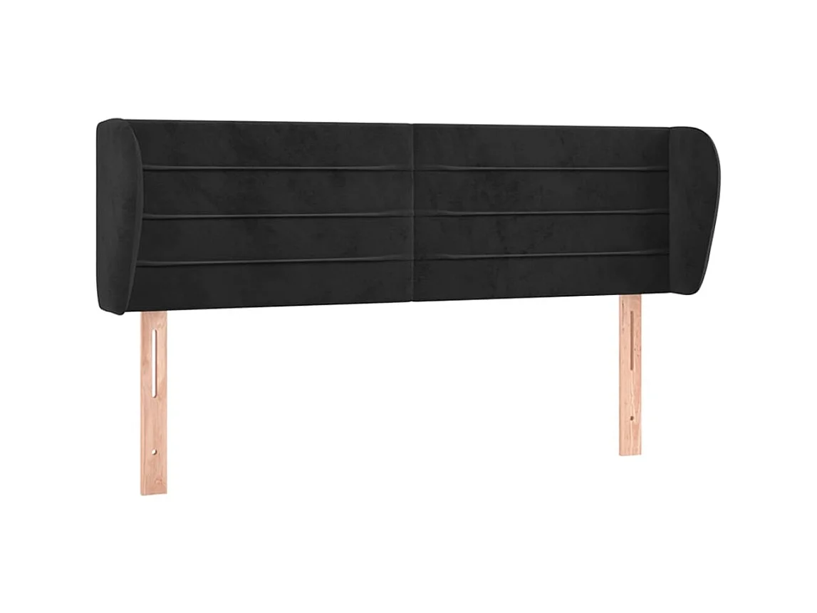 Tête de lit avec oreilles Noir 147x23x78/88 cm Velours
