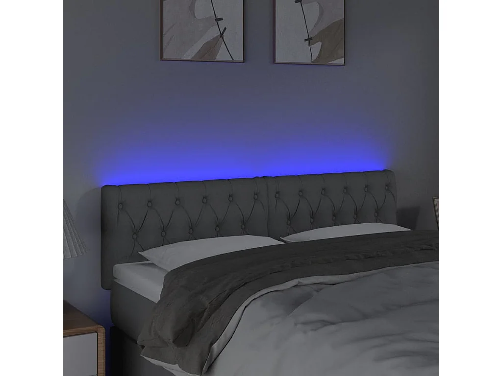 Cabeceira LED cinza claro 160x7x78/88 cm Tecido