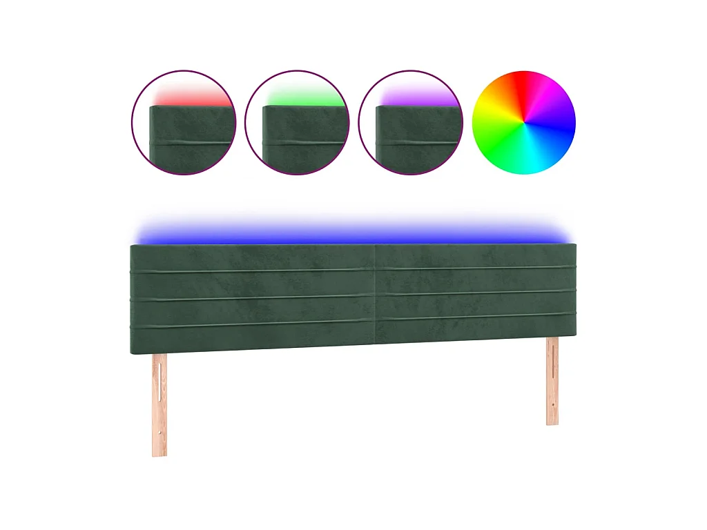 Tête de lit à LED Vert foncé 200x5x78/88 cm Velours