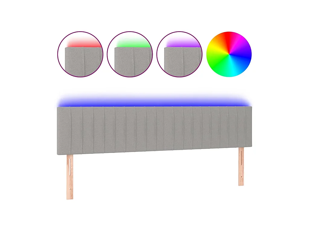 Tête de lit à LED Gris clair 200x5x78/88 cm Tissu