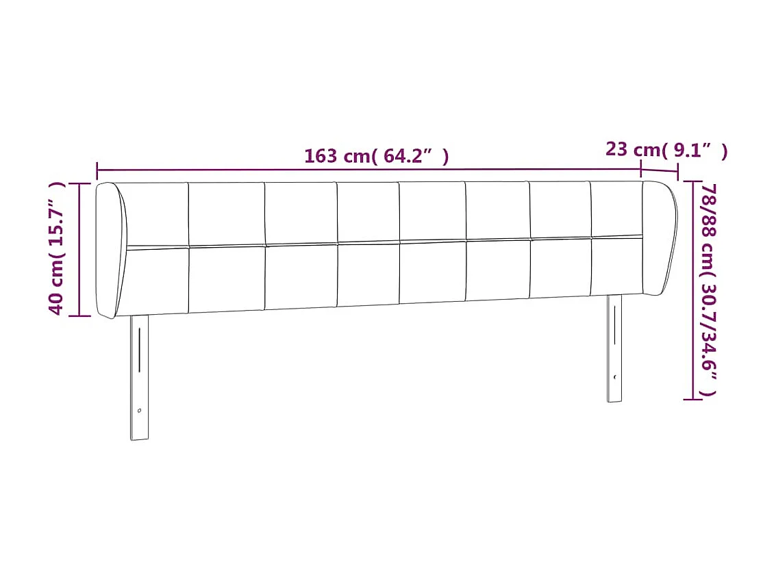 Kopfteil mit Ohren Dunkelgrau 163x23x78/88 cm Stoff