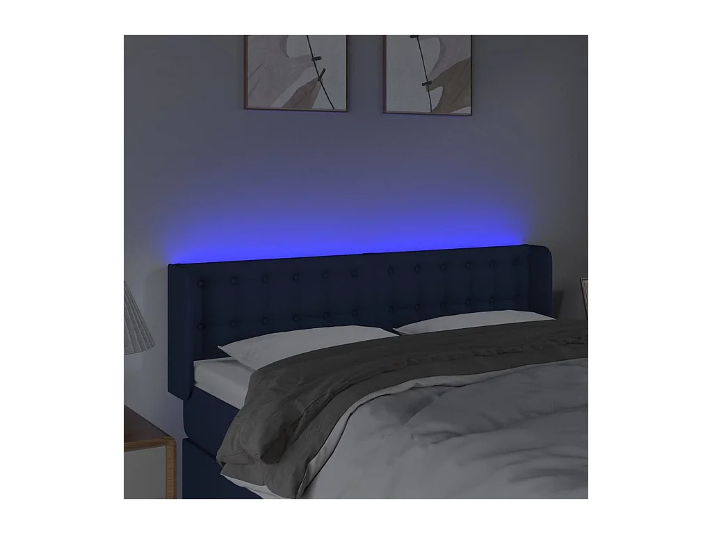 Testiera LED Blu 147x16x78/88 cm Tessuto