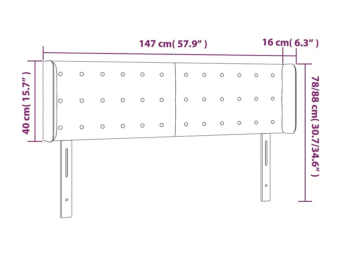 Tête de lit à LED Bleu 147x16x78/88 cm Tissu