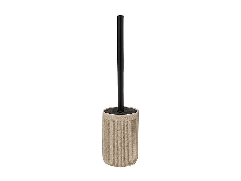 Brosse WC avec support en résine striée Beige Lin
