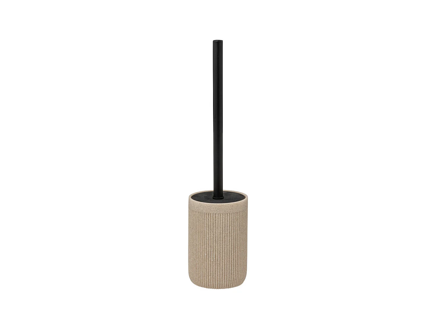 Brosse WC avec support en résine striée Beige Lin