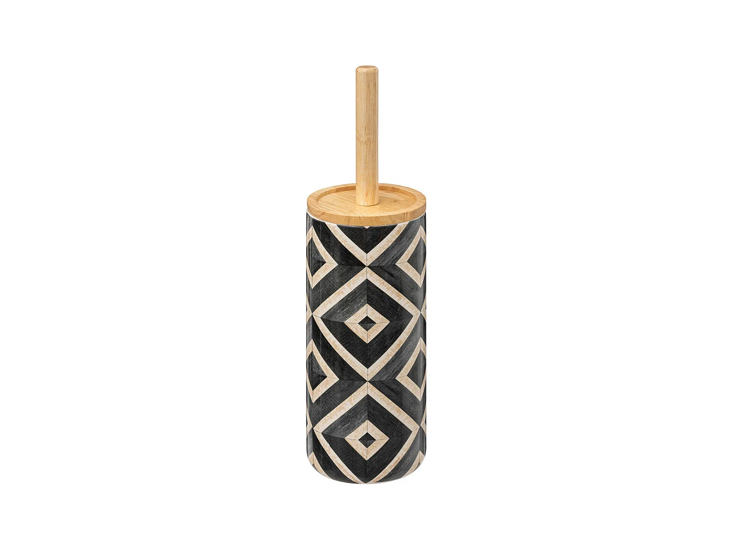 Brosse WC avec support en céramique déco Canvas Noir et Beige